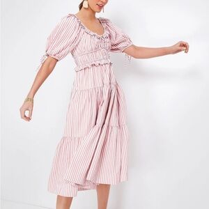 En Saison Pink Striped Brielle Midi Dress